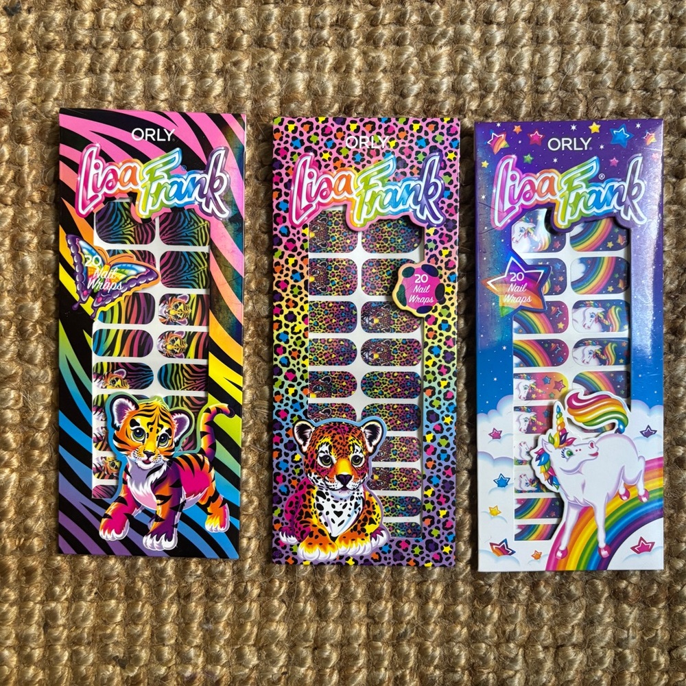 NWT Lisa Frank x Orly Nail Strips Set of 3- Hunter, Forrest, Markie & Celeste